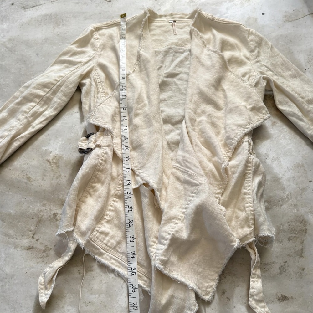 Free People Rae Femme Linen Jacket Ivory Raw Edge Size S - Picture 9 of 12